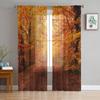 Maple Fallen Leaves Forest Forest Path Sheer Curtains Living Room Window Tulle Curtains Bedroom Veiling Curtains Luxury Drapes