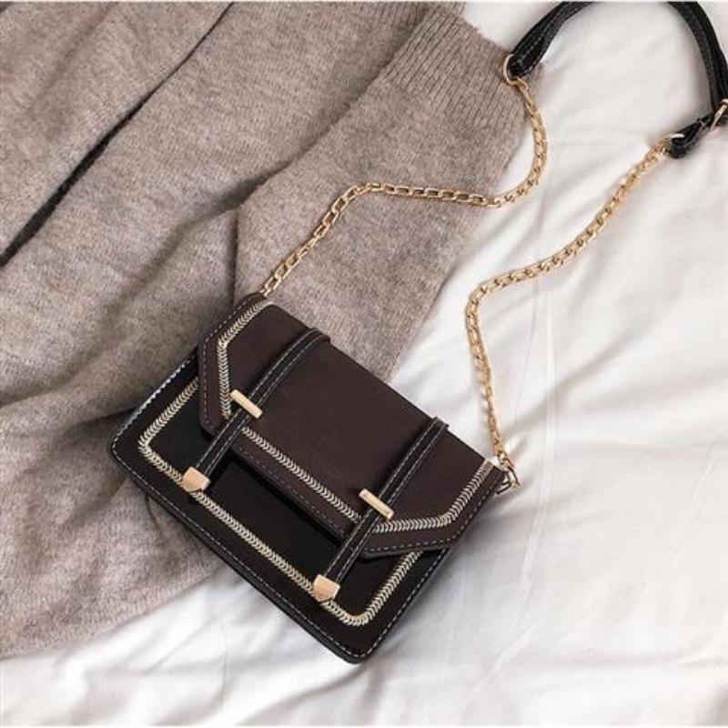 WTEMPO Brand Westernized High-end Women's Backpack Frosted Chain Square Bag Versatile Patent Leather One-shoulder Messenger Bags