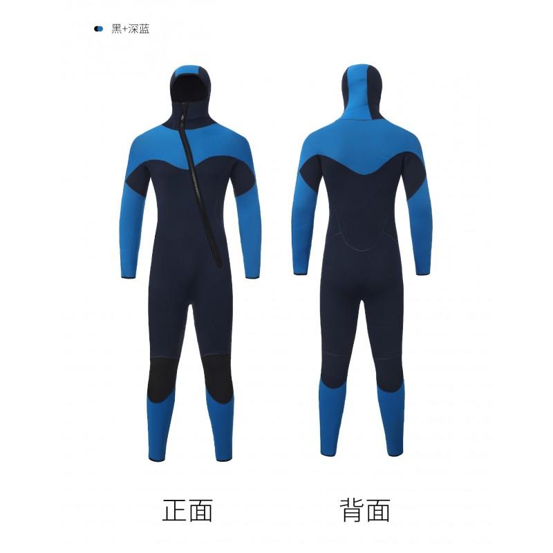 5mm Mens Long Sleeve Hooded Wetsuit Spearfishing Warm Neoprene Diving Suit Surfing Swimming
