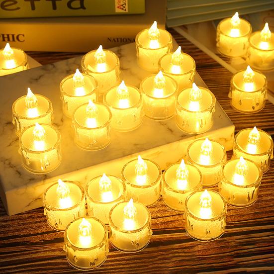 6 шт./компл. электронные свечи без дыма и тепла, прозрачная ночная подсветка, праздничная атмосфера, светящийся чайный воск для вечеринки