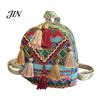 Shoulder Pressure Relief Bag Ethnic Jacquard Backpack, Colorful Small Backpack with Tassels, Geometric Tassel Decoration Straps, Boho Crossbody Purse