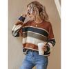 YYFS Женская мода повседневная осень-зима полосатый принт длинный рукав O-образный вырез свитера