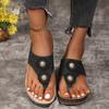 2024 New Women's Slippers Summer Fashion Flower Decor Thong Sandals Outside Platform Leisure Wedge Beach Sandals Flip Flops