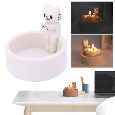 Мультяшный Подсвечник-Котёнок Креативный Подсвечник-Котёнок для Ароматерапии Подсвечник-Котёнок с Согревающими Лапками Подарок для Любителя Кошек
