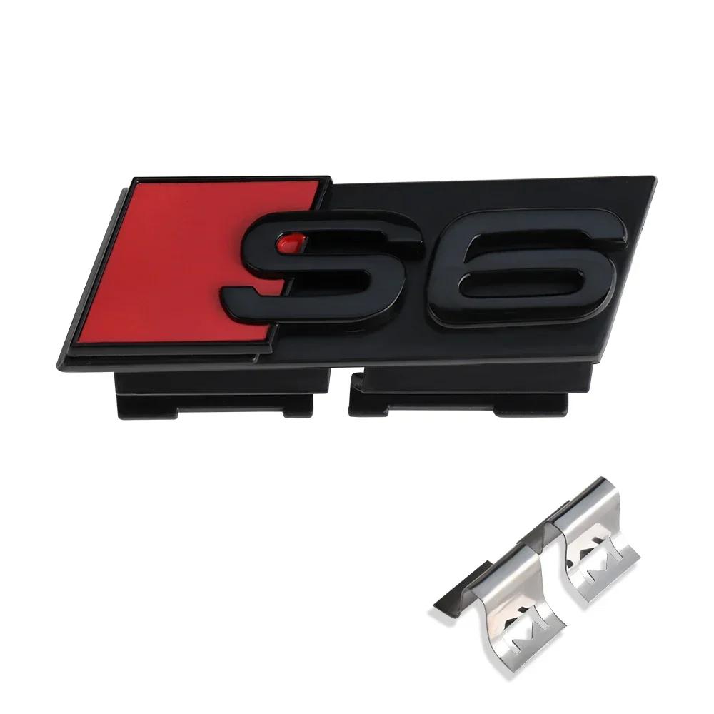 2026 3D ABS Chrome Black Logo S3 S4 S5 S6 S7 Grill Emblem Car Front Grille Badge Decoration For Audi S3 S4 S5 S6 S7 Auto Accrssories