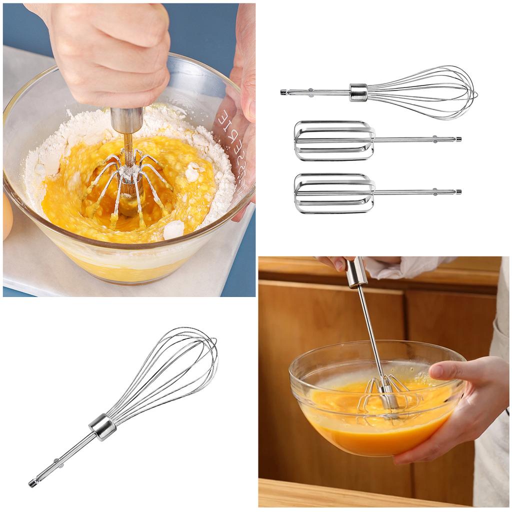 Pack of 3 Stainless Steel Beater Attachments Flour Mixing Whisk Handheld Mixer Accessories Perfect for Hand Mixer Baking
