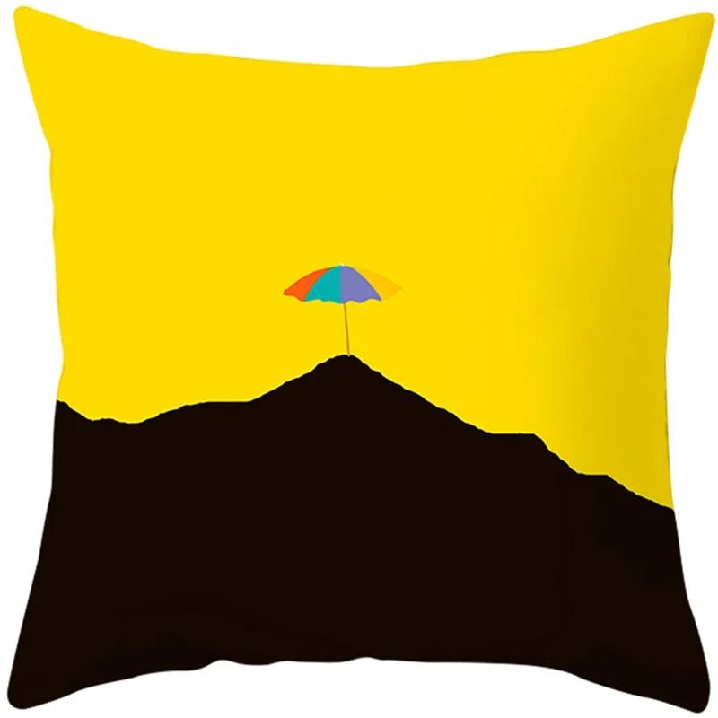 Летняя желтая наволочка с принтом листьев ананаса Домашний декор 100% полиэстер Наволочка для дивана Funda Cojin 45*45 Подушки