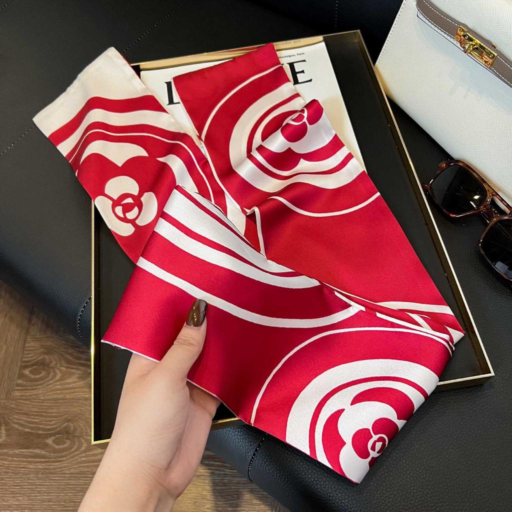 New small scarf thin and narrow strip printed silk scarf women's new streamer fashionable versatile professional decoration scarf scarf
