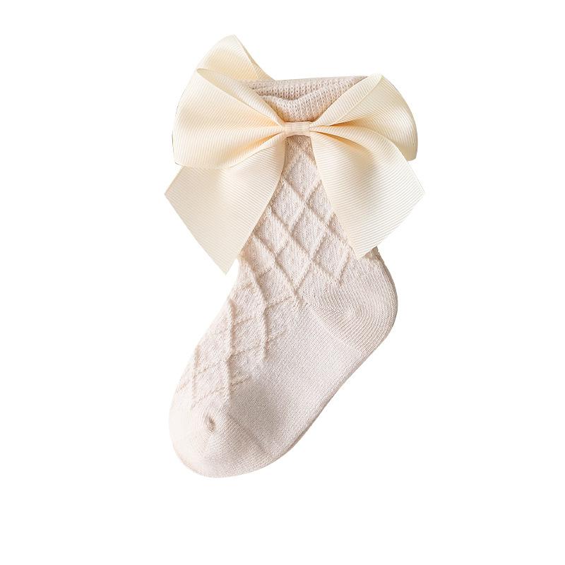 0-3Years Baby Girl Socks Spring Summer Toddler Bow Cotton Mesh Lace Baby Knee Socks Middle Tube Infant Baby Princess Long Socks