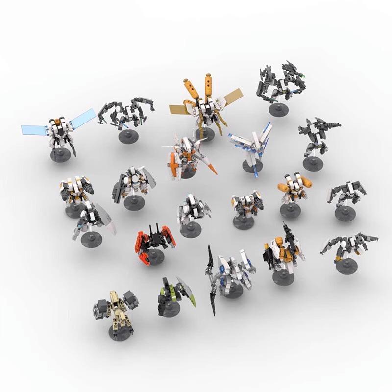 MOC Idea Small Mecha Exoskeleton Robot Set Ornaments Hand-made Assembled Building Block Toys Gift