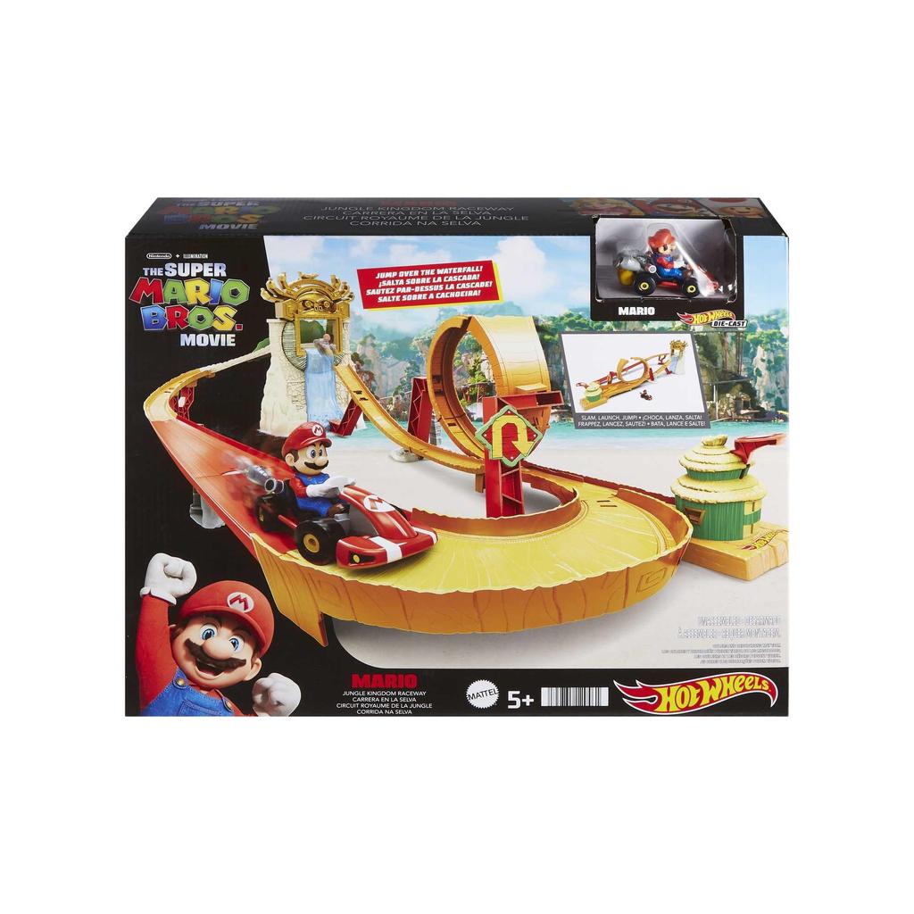 Hot Wheels The Super Mario Movie Jungle Kingdom Race 1 Mario HMK49 Bros. (with Kart) [Miniature Car] [Playset] [Ages 5+] [Gift]