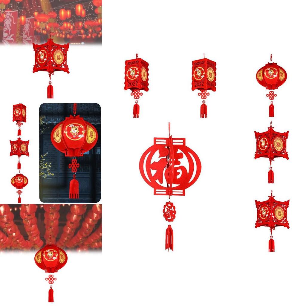 Spring Festival Felt Lanterns New Year Fu Character Blessing Pendant Decoration