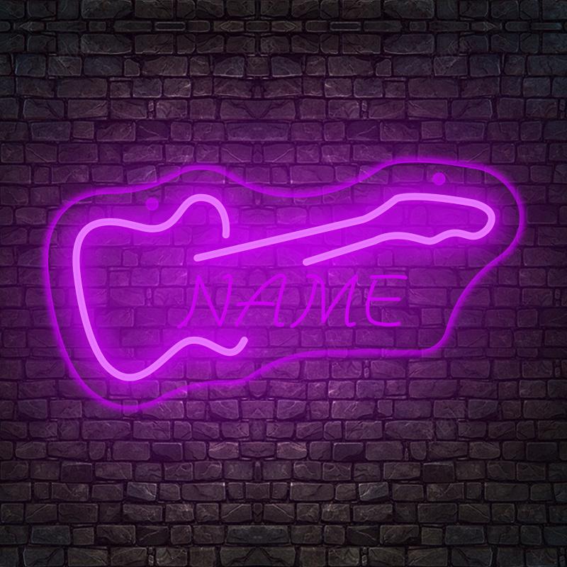 Custom Guitar Neon Sign - USB Powered LED Wall Decor, Push Button Control, Wall Hanging for Studio/KTV/Band/Bar/Man Cave/Bedroom