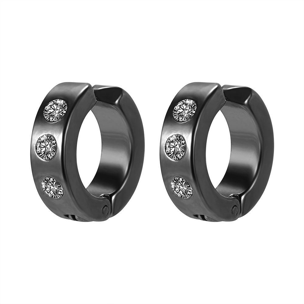 2pieces Punk Titanium Steel Ear Clip Earrings For Men Women Print Pattern Black No Pierced Fake Ear Circle New Pop Jewelry