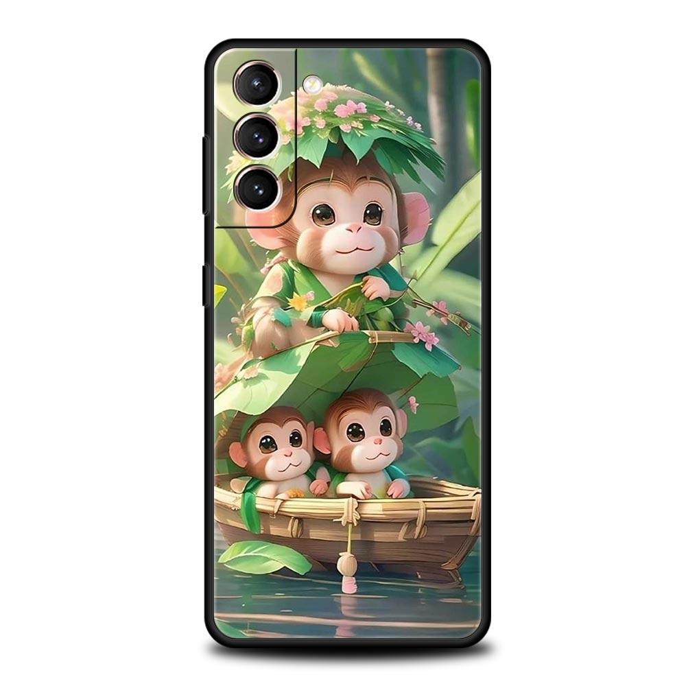 Чехол для телефона с рисунком обезьяны и банана для Samsung Galaxy S26 S25 S24 S23 S22 S20 S21 FE Ultra S25 Edge Plus 5G Мягкий ТПУ корпус Capas