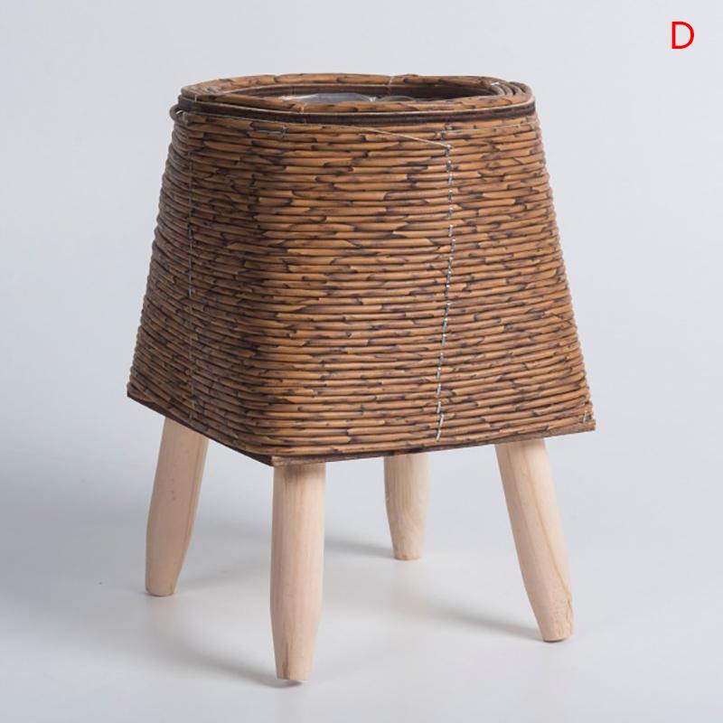Имитация ротанга, плетеная полка для цветов, кашпо, корзина для хранения ручной работы со съемными деревянными ножками, подставка для цветочного горшка