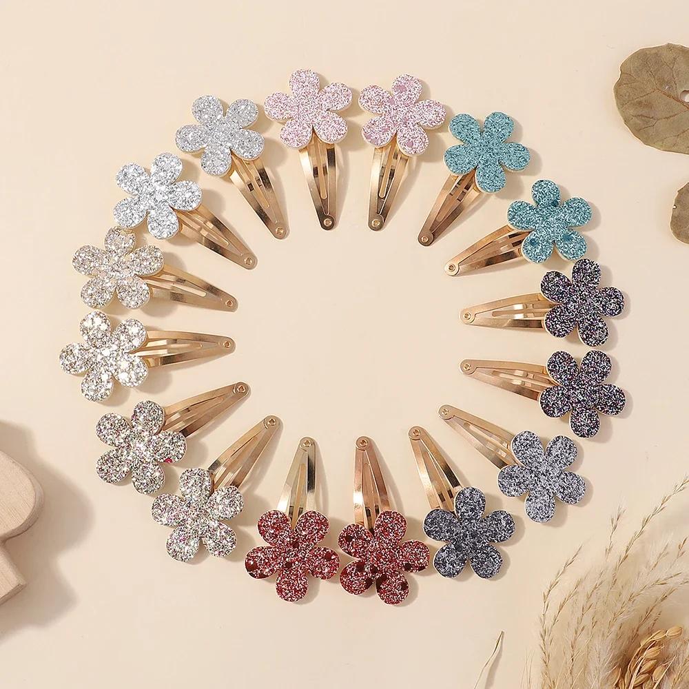 16Pcs Geometric  Hair Clip Glitter DropletColorful Gradient  Girls Children Bangs BB Alloy Hairpins Headclips Hair Accessories