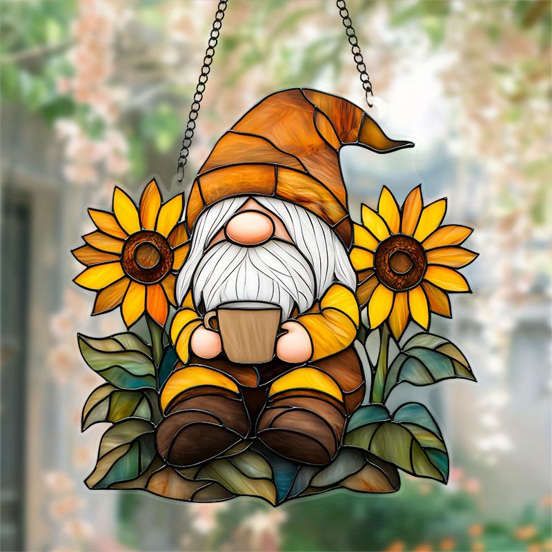1PcDwarf Sunflower Decorative Pendant Hanging Decoration Hanging Pendant Wind Chime Suncatcher Home Window Ornament Garden Decor