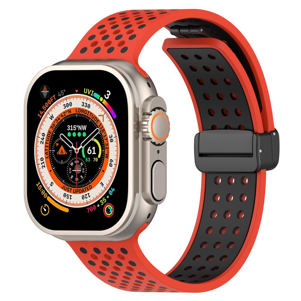 KALEBOL Magnetic Silicone Strap for Apple Watch Series 10 Ultra 9 8 7 SE 6 5 4 3 2 1 46mm 49mm 45mm 44mm 42mm Dual Color Watch Band