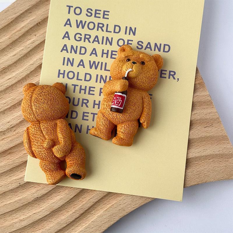 2 шт. Американский мультфильм Милый Медведь Смола Трехмерные Наклейки на Холодильник Кавайи Креативные Магнитные Наклейки Декор Кухни