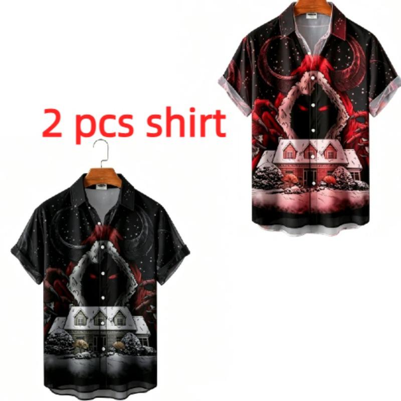 Summer Fashion Anime Cartoon Demon Monster Printing Shirt Hawaiian Beach Vacation Clothing Men's Street Style Shirt Daily Men's and Women's Shirt