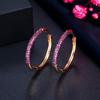 Elegant Green Red Cubic Zirconia Stones 585 Gold Color Circle Round Ear Rings Hoop Earrings For Women Jewelry Cz955