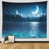 Starry Sky Moon Blue Starry Night Galaxy Universe Large Fabric Wall Tapestry Bedroom Wall Decoration Tapestry