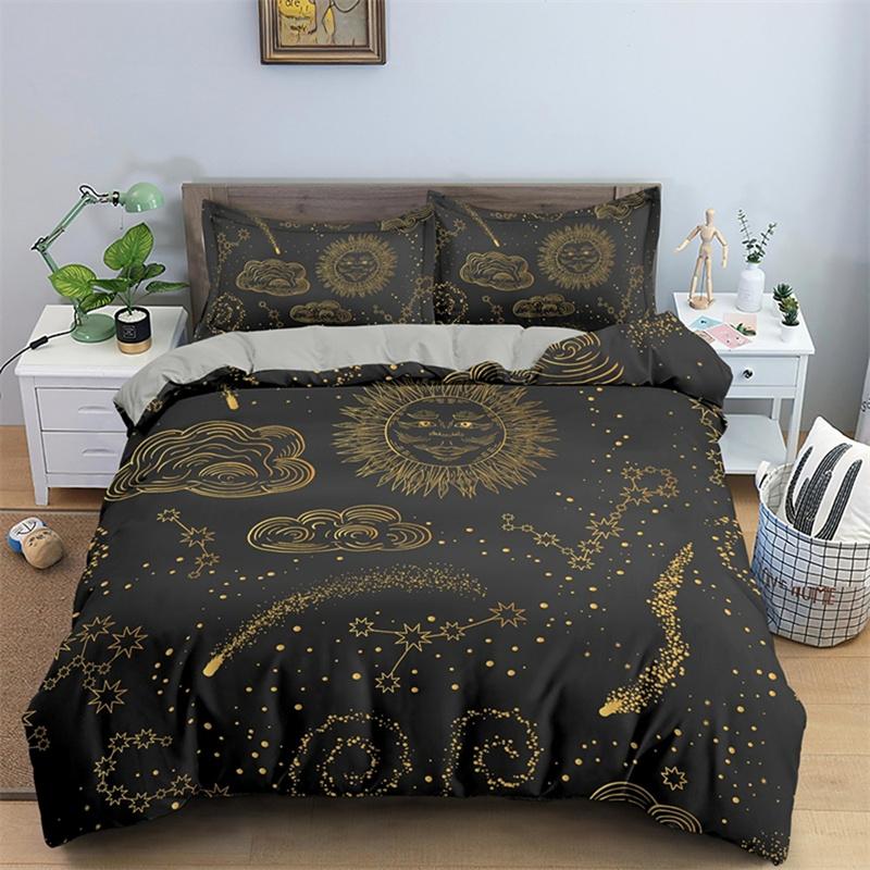 3D Galaxy King Queen Duvet Cover Starry Sky Bedding Set Soft Universe Quilt Cover Outer Space Dark Blue 2 3pcs