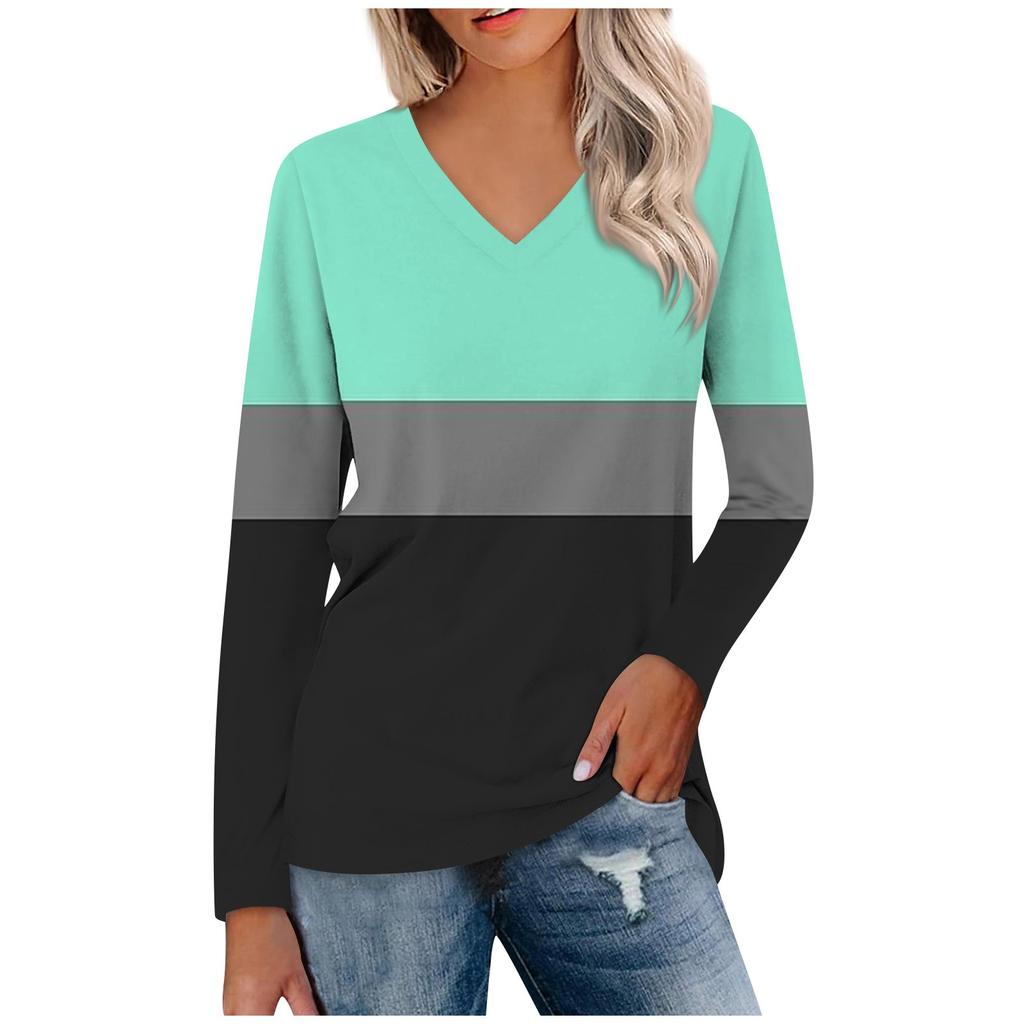 Женский свободный топ с заниженной линией плеч и длинным рукавом с V-образным вырезом