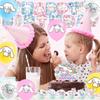 Kawaii Dog Party Supplies Include Banner Cake Topper Balloons for Theme Party