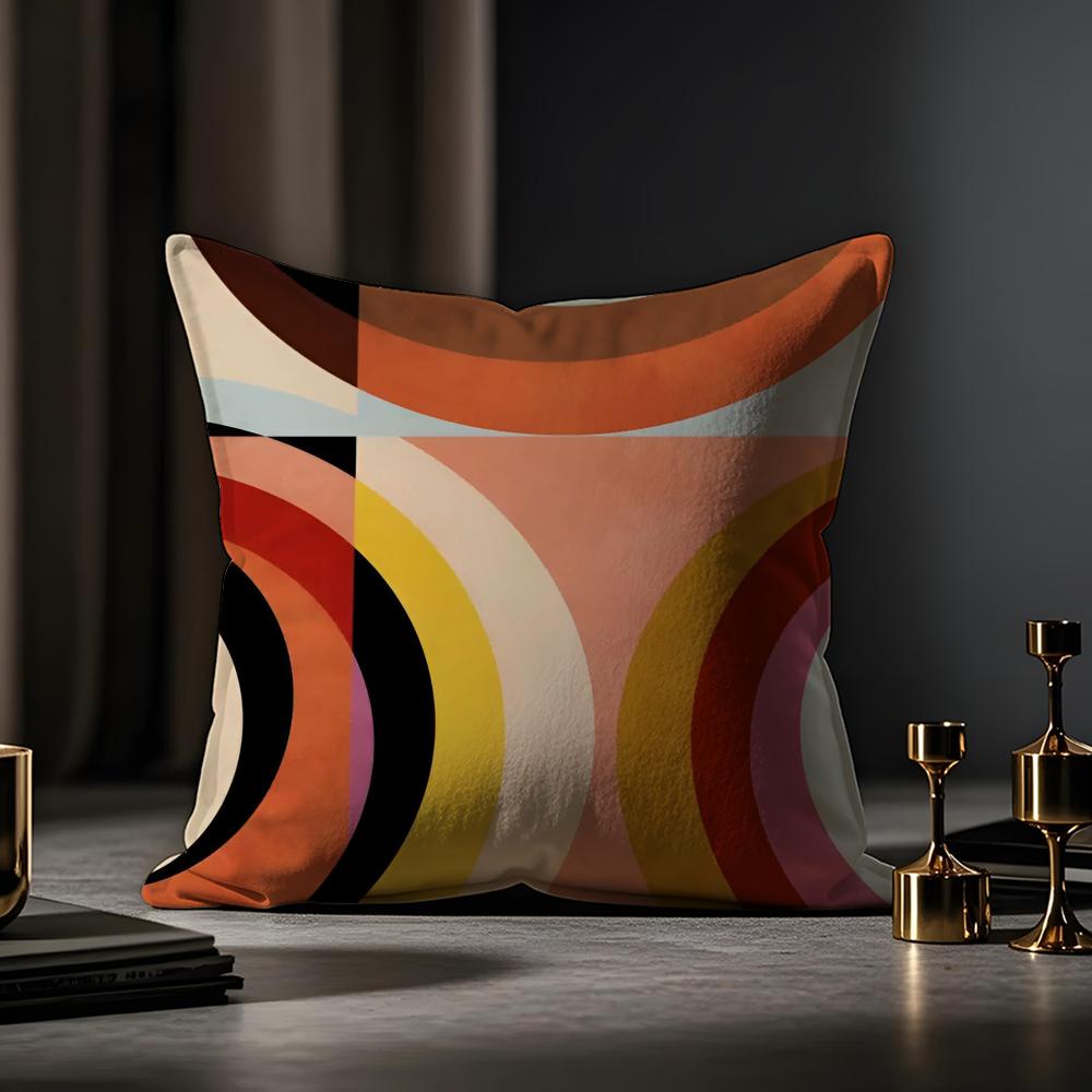 Morandi Geometric Abstraction Pillow Case Antidustmite Pillowcase Invisible Zipper Silky Short Plush Sofa Cushion Cover