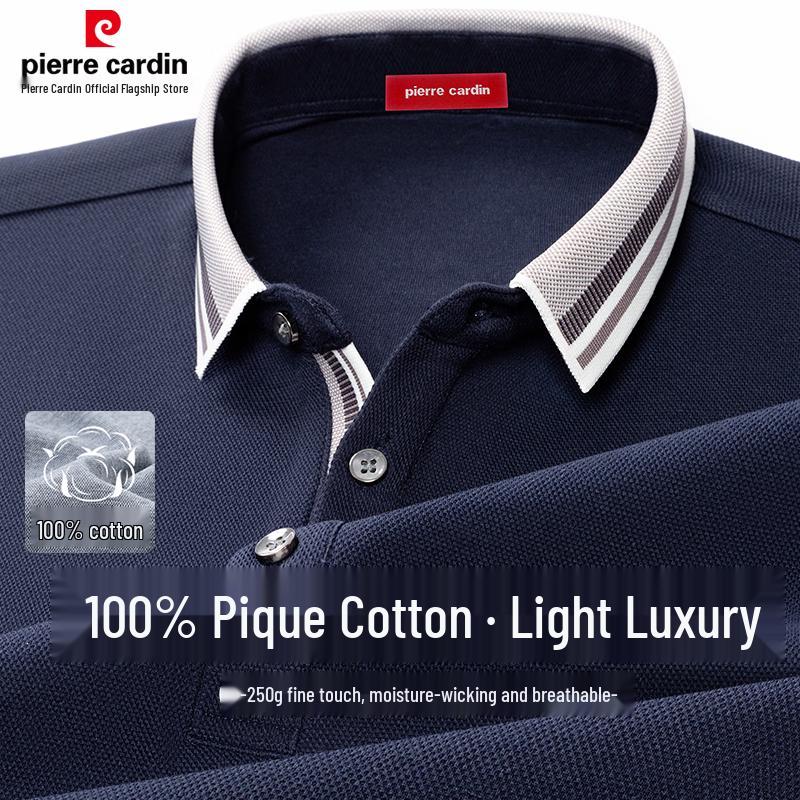 Pierre Cardin Мужская хлопковая футболка-поло с длинным рукавом 100%