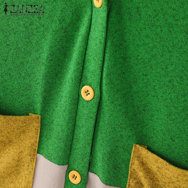 ZANZEA Женские винтажные жилеты без рукавов с цветными карманами