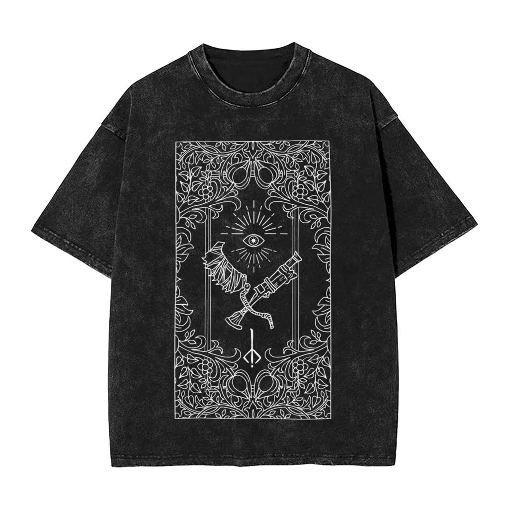 2026 Summer Hot Sale Washed Bloodbornes Darks Souls Washed T Shirts Men Women Vintage Top Hip Hop Streetwear Oversized Tshirt