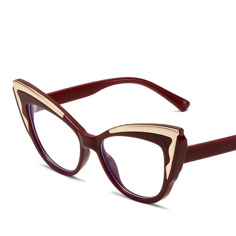 Нейтральные Новые Крупные Рамки Цветовая Коллизия Кошачий Глаз Обычные Очки Женские Ретро Защита от Синего Света Высокой Четкости Плоские Очки