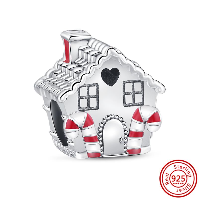 925 Серебряный Пряничный Человечек Носок Санта-Елки Подвеска Снеговик Из Бисера Подходит Оригинальный Браслет Женский Рождественские Изящные Ювелирные Изделия