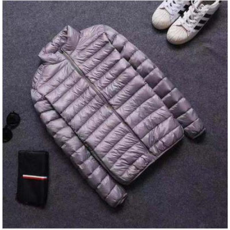 Мужская куртка из хлопка с капюшоном и перьями — популярное легкое и тонкое зимнее пальто, короткий фасон, воротник-стойка, большие размеры.