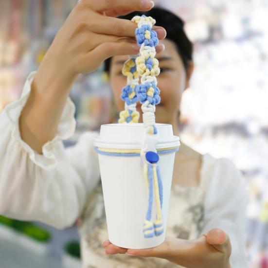 Ремешок для бутылки с водой, ручной плетеный, в форме цветка, регулируемая окружность, сладкий цвет