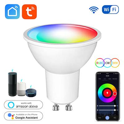 Светодиодная лампа RGB GU10 220 В 110 В TUYA Smart WiFi Lamp 5 Вт 7 Вт 9 Вт с регулировкой яркости Голосовое приложение Alexa Google Home Echo Lamps Лампы