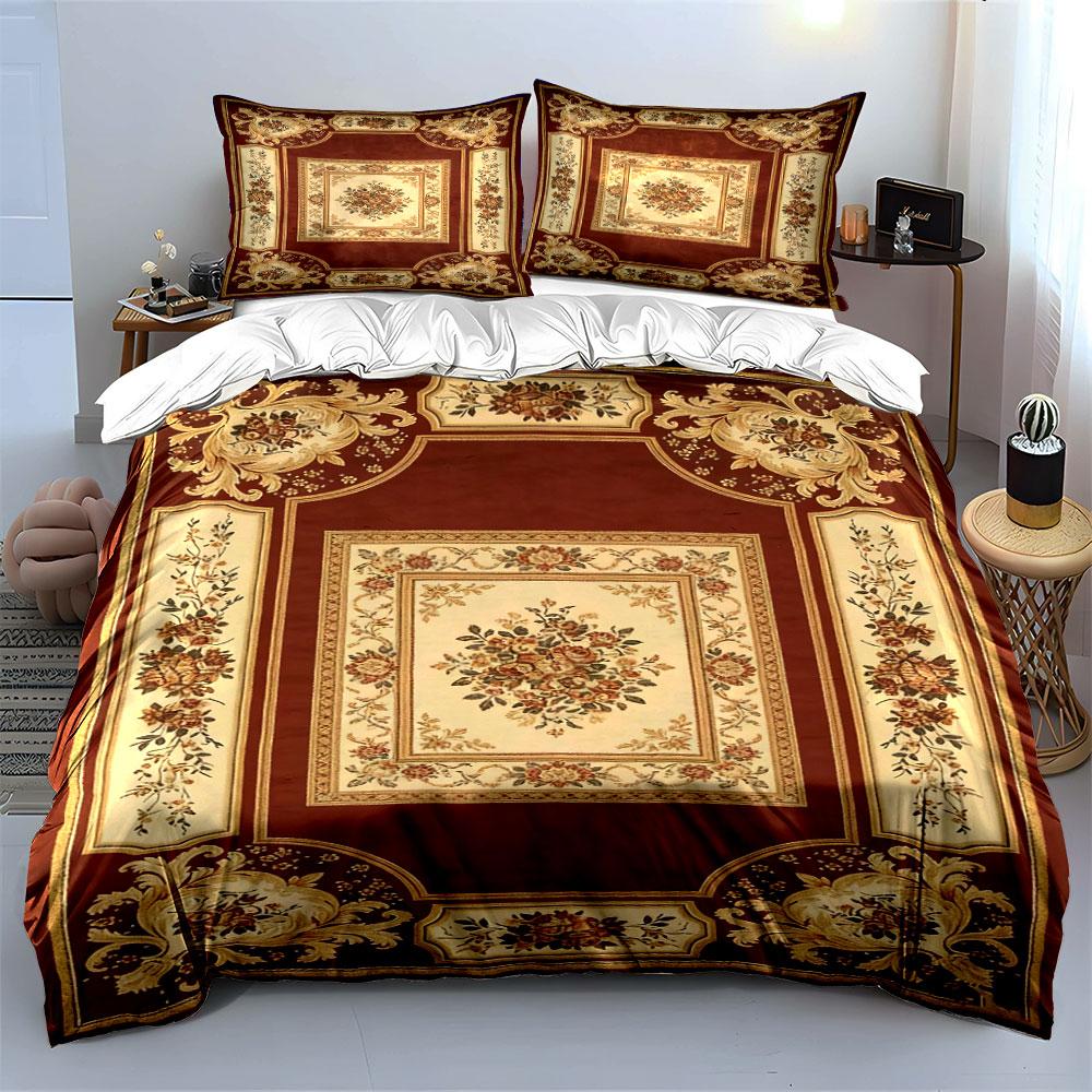 Floral bouquets and scrollwork. Bedding sets Duvet cover sets Duvet covers Pillowcases(1 * Duvet Cover 2 * Pillowcases without duvet insert)