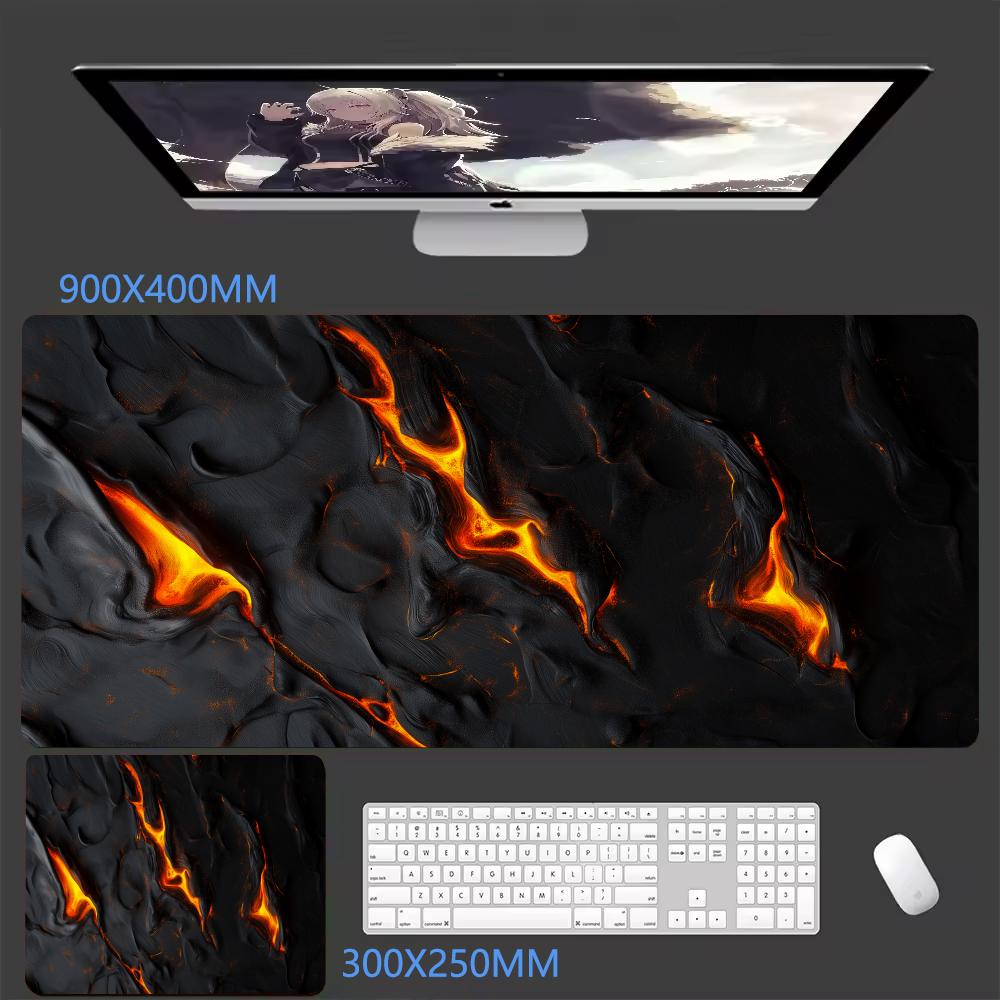 Volcanic Lava Crack Gaming Mouse Pad Hot Magma Texture Nonslip Extended Desktop Mat
