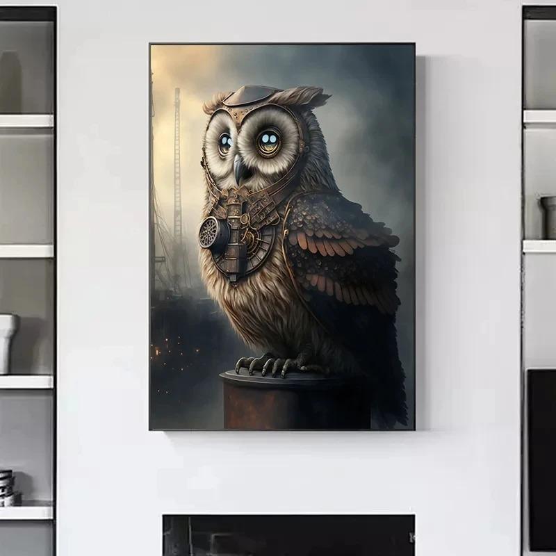 Ретро Череп Лягушка Сова Ворон Стимпанк Портрет Винтаж Животное Плакат Печать Холст Картина Настенные Картины Домашний Декор
