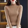 Women's Autumn & Winter Half-High Neck Wool Sweater - Tight-Fitting Australian Wool Pullover Knitwear Base Layer