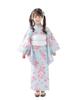 Детская юката белая с цветочным вишневым принтом, пояс Хейко темно-синий, светлая бабочка, мяч Темари [ANDESIR] комплект из 2 предметов, фон, узор, цветы, оби, пояс,