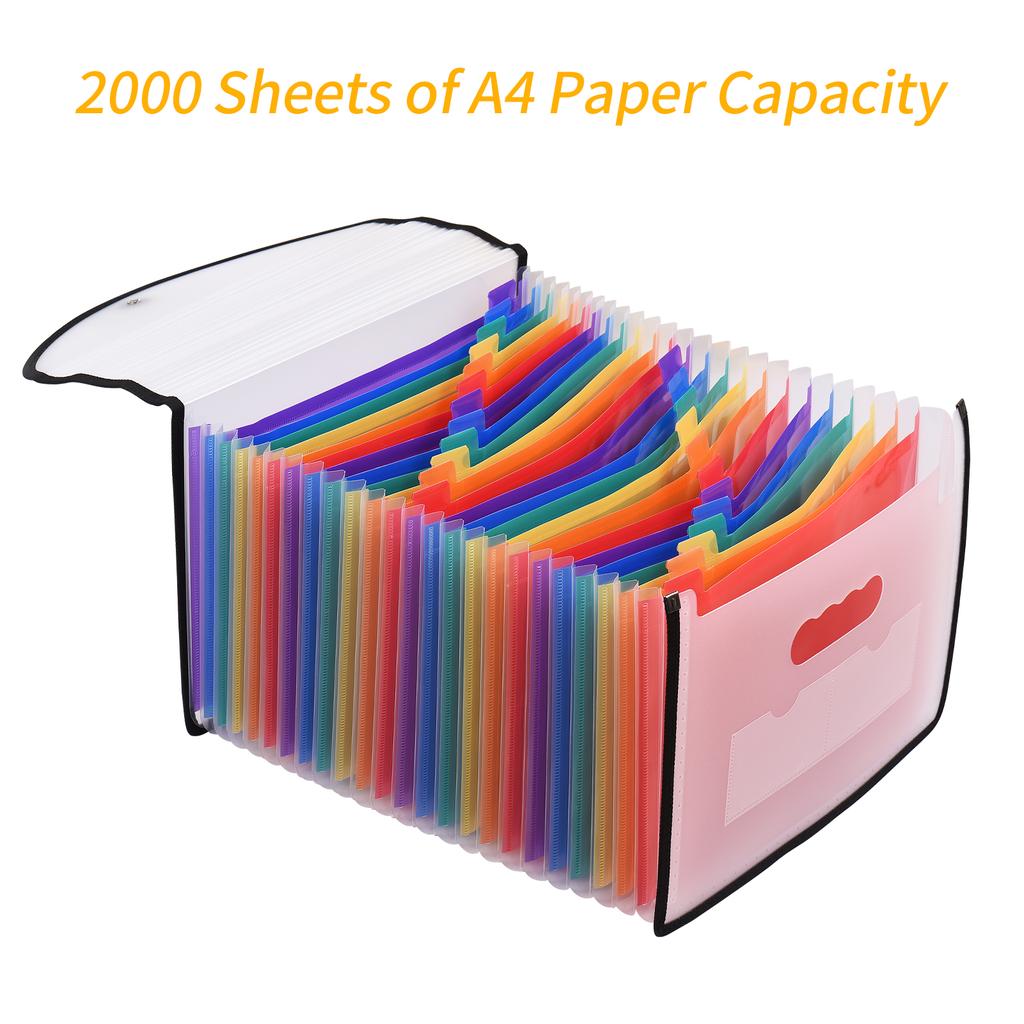 Accordian File Folder Organizer 24 Pockets Expanding File Bags with Cover A4 Letter Size Document