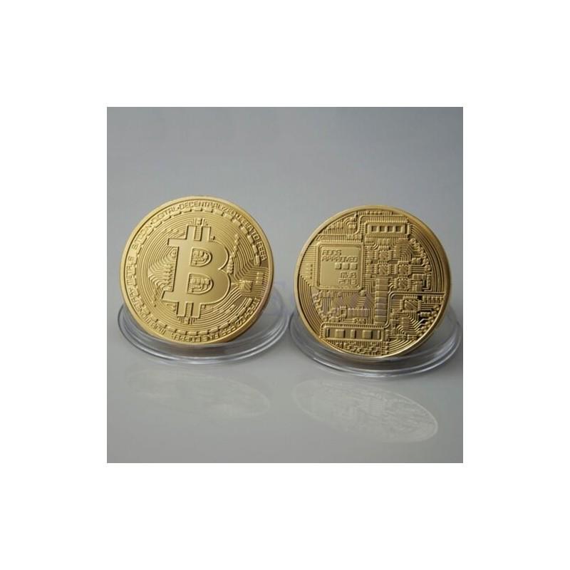 Памятная монета Bitcoin с металлическим основанием и акриловым дисплеем для деловых подарков