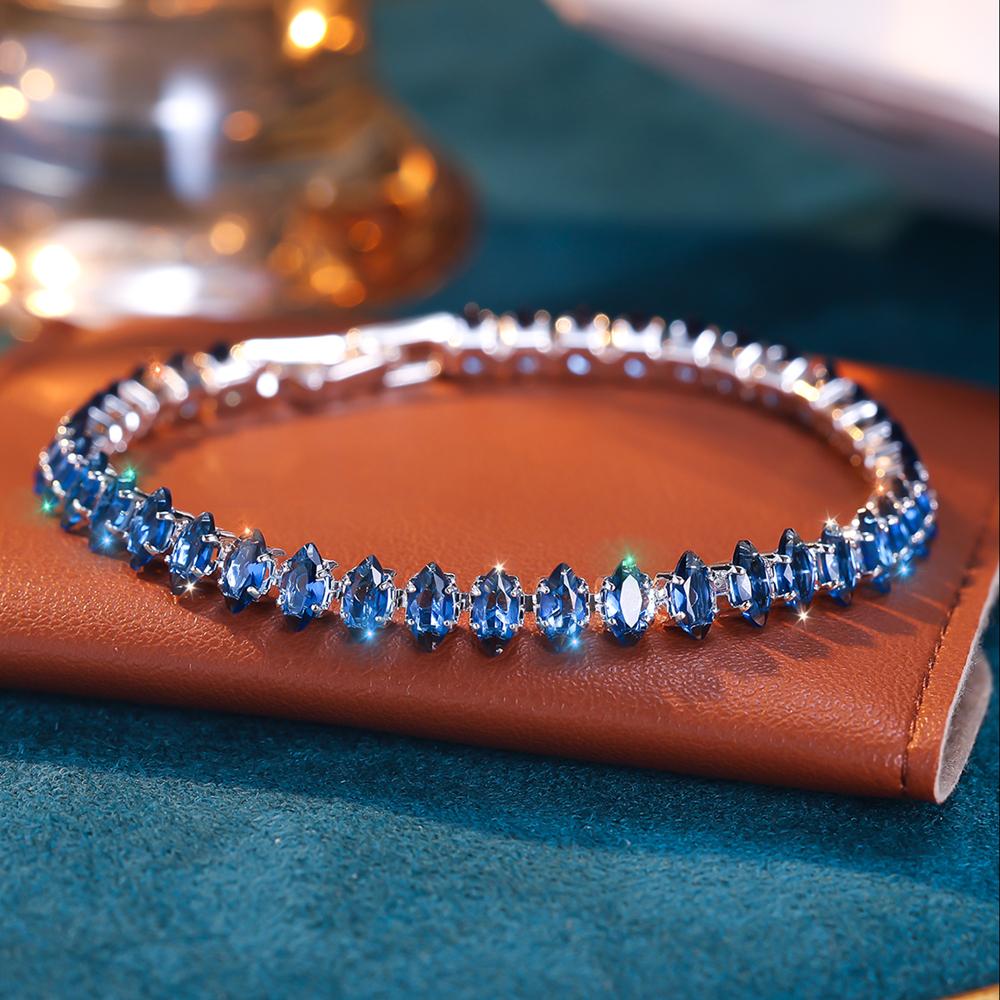Shiny Zircon Thin Tennis Bracelet Luxury Exquisite Hand Bracelet Jewelry Decoration Daily Wear