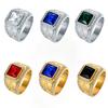 Hip-Hop Masonic Ring for Men Vintage Stainless Steel AG Freemason Jewelry with Colorful Gemstones Bold Statement Jewelry Accessories
