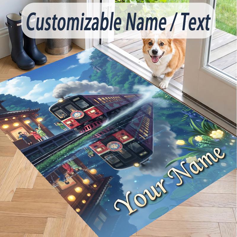 Custom Text Spirited Away Pattern Floor Rug Soft Indoor Carpet Mat Living Room Bedroom