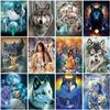 DIY 5D Diamond Painting Cross Stitch Wolf Women Full Round Drill Mosaic Diamond Embroidery Rhinestones Animals Home Decor